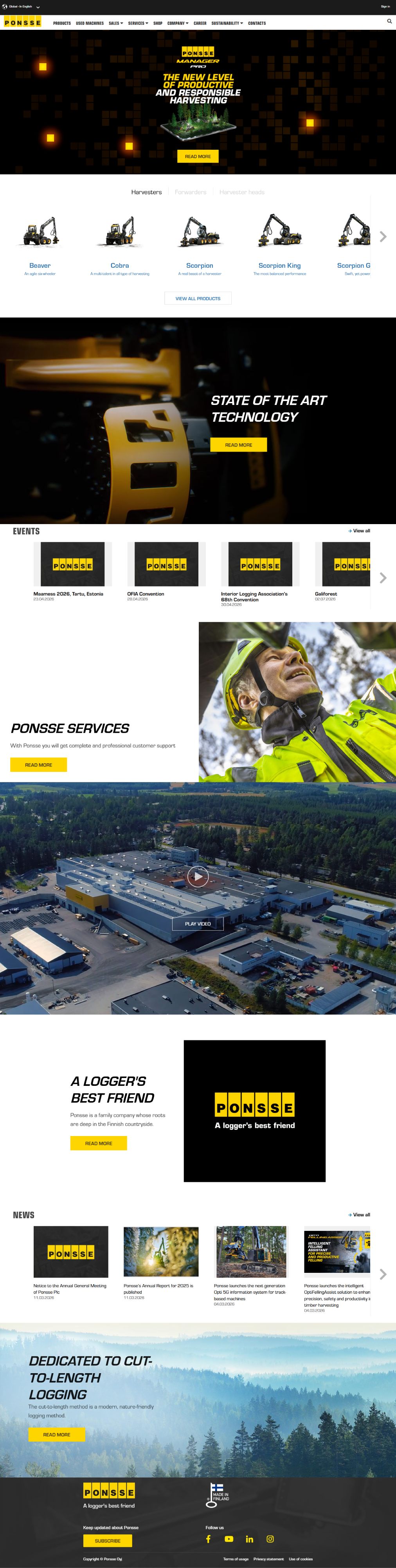 Ponsse Website Screenshot