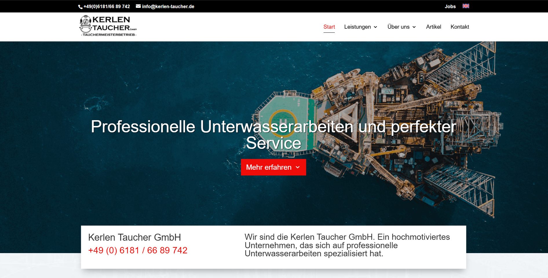 Kerlen Taucher Website Screenshot
